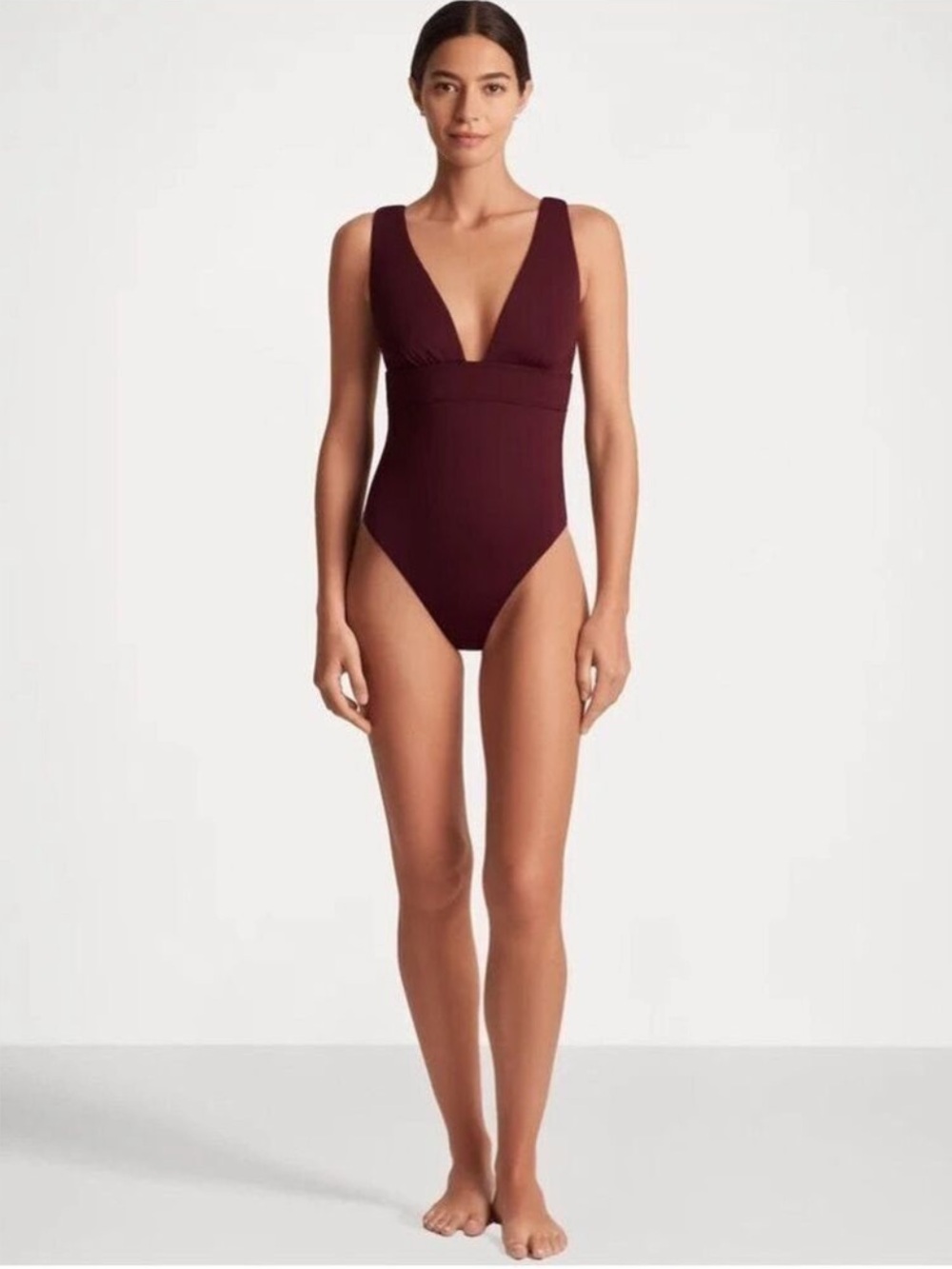 Lauren Ralph Lauren Sculpting Solids Modern V-Neck One-Piece Swimsuit